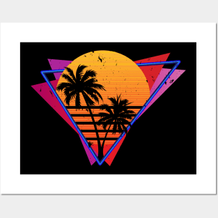 Distressed 80s Style Synthwave Inspired Design Posters and Art